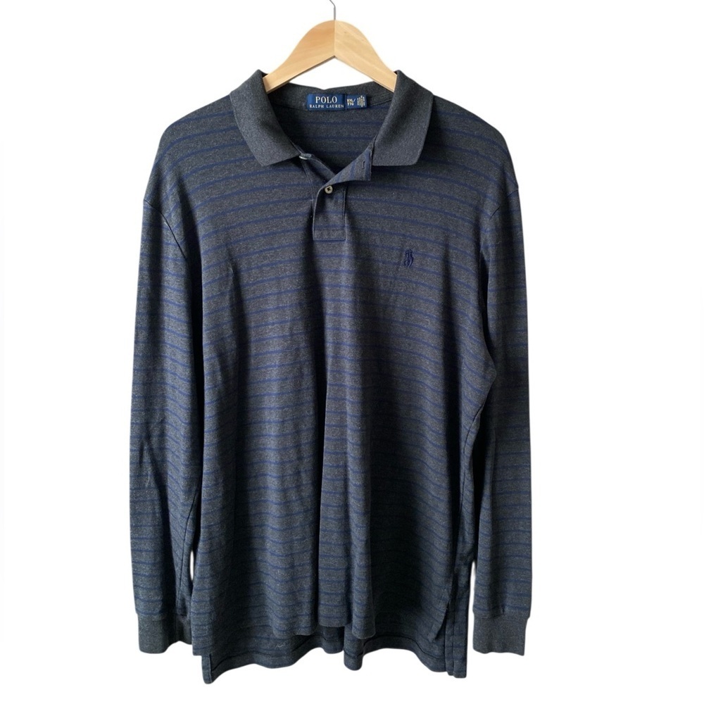 Polo Ralph Lauren Men’s Classic Fit Long-Sleeve Striped Pony Logo Polo Shirt XXL